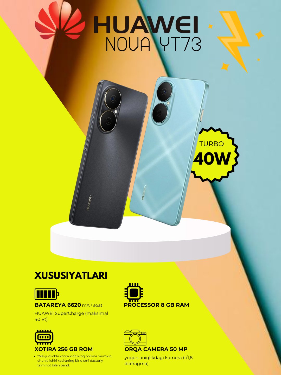 Смартфон Huawei Nova Y73 8/128 ГБ Черный